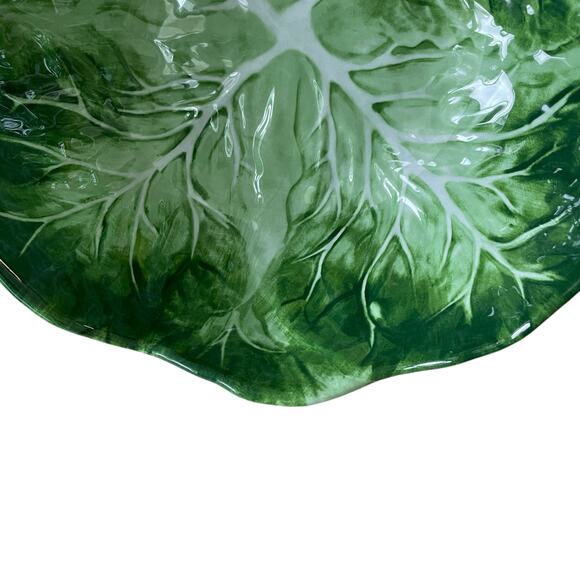 NEW Primrose Vintage Green Cabbage Leaf Melamine Salad Serving Bowl 10" Embossed - Picture 12 of 12